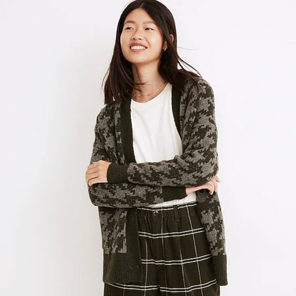 NWT Madewell Allston Double-Button Cardigan Sweater in Houndstooth, Sz XS - Picture 3 of 6